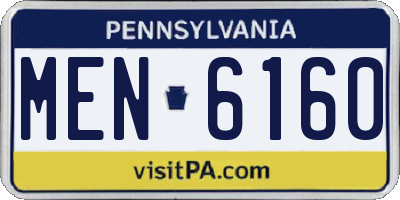 PA license plate MEN6160