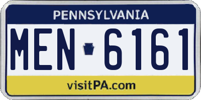 PA license plate MEN6161