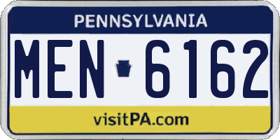 PA license plate MEN6162