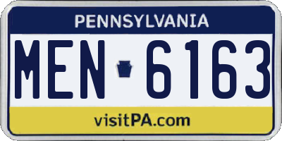PA license plate MEN6163