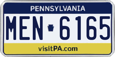 PA license plate MEN6165