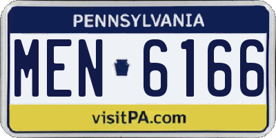 PA license plate MEN6166