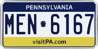 PA license plate MEN6167