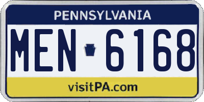PA license plate MEN6168
