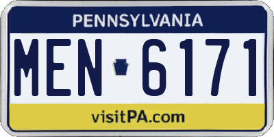 PA license plate MEN6171