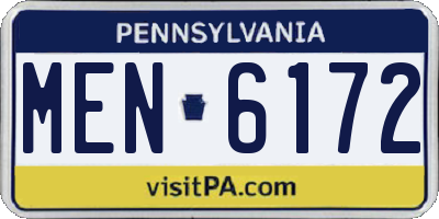 PA license plate MEN6172