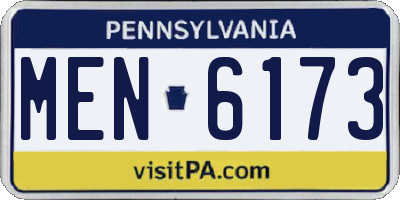 PA license plate MEN6173