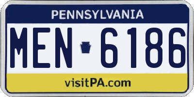 PA license plate MEN6186