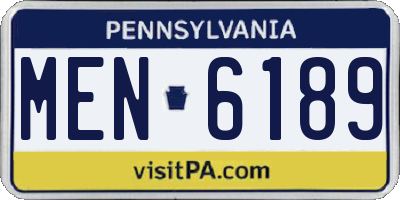 PA license plate MEN6189