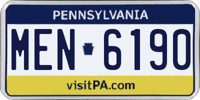 PA license plate MEN6190