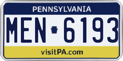 PA license plate MEN6193