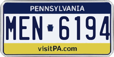 PA license plate MEN6194