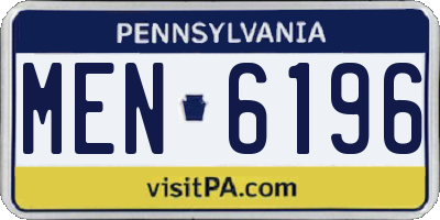PA license plate MEN6196