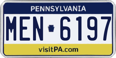 PA license plate MEN6197