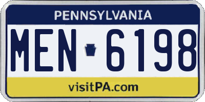 PA license plate MEN6198