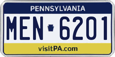 PA license plate MEN6201