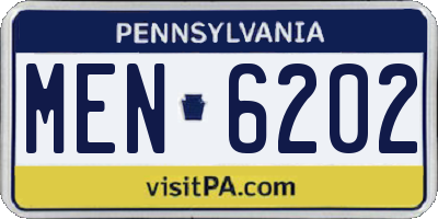 PA license plate MEN6202