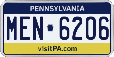 PA license plate MEN6206