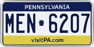 PA license plate MEN6207