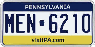 PA license plate MEN6210