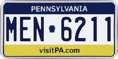 PA license plate MEN6211