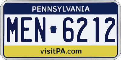 PA license plate MEN6212