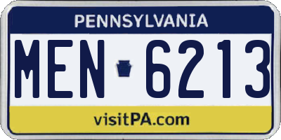PA license plate MEN6213