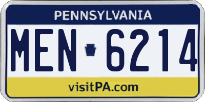 PA license plate MEN6214