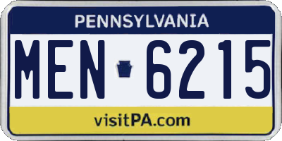 PA license plate MEN6215