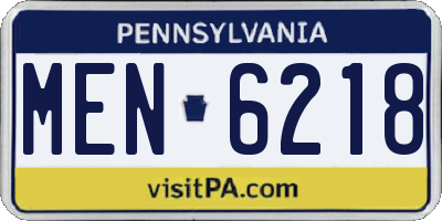 PA license plate MEN6218