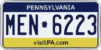 PA license plate MEN6223