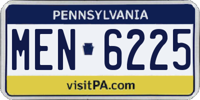 PA license plate MEN6225
