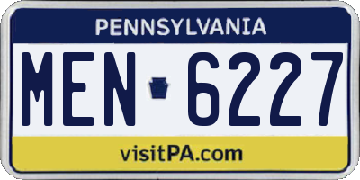 PA license plate MEN6227