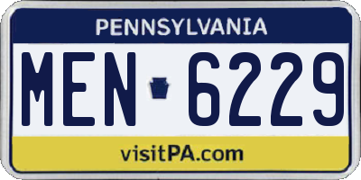 PA license plate MEN6229