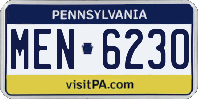 PA license plate MEN6230