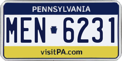 PA license plate MEN6231