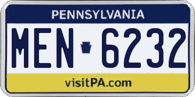 PA license plate MEN6232