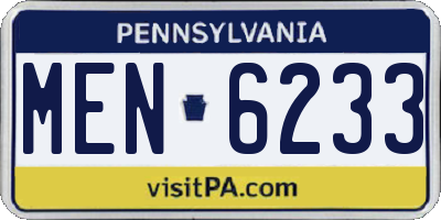 PA license plate MEN6233