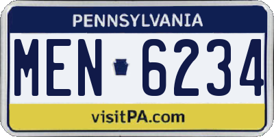 PA license plate MEN6234