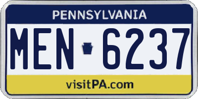 PA license plate MEN6237
