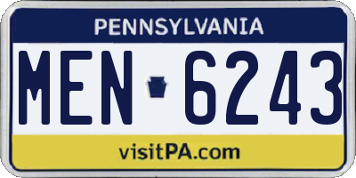 PA license plate MEN6243