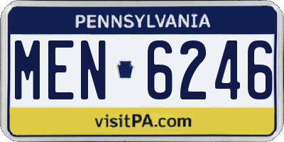 PA license plate MEN6246