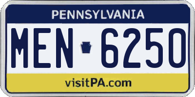 PA license plate MEN6250