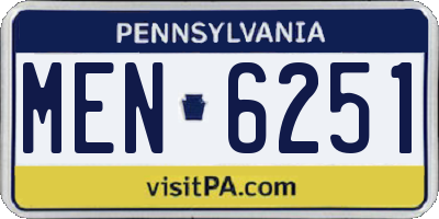 PA license plate MEN6251