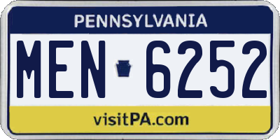 PA license plate MEN6252