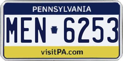 PA license plate MEN6253