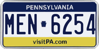 PA license plate MEN6254