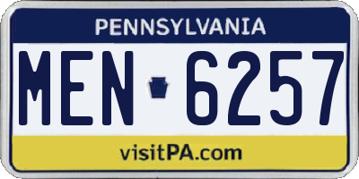 PA license plate MEN6257