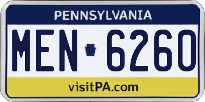 PA license plate MEN6260