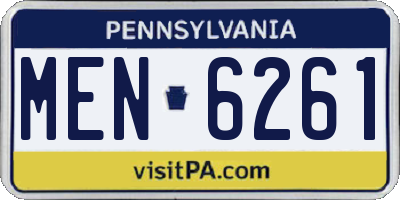 PA license plate MEN6261